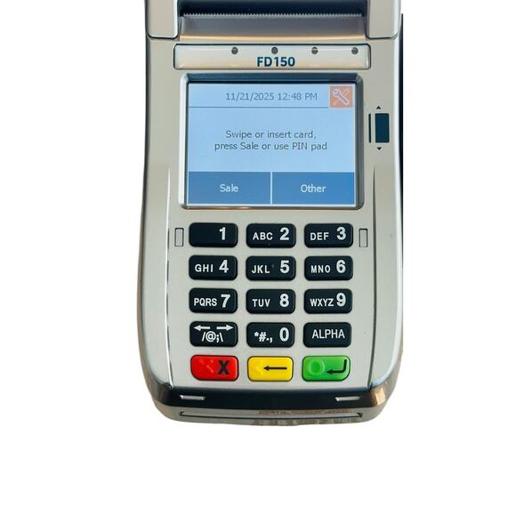 First Data FD150 EMV NFC Dial/IP Credit Card Terminal w/ Power Supply And Cords - Picture 3 of 7